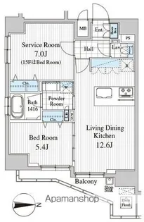 TOTSU RESIDENCE KAMINARIMON【15階】の間取り