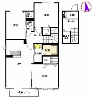ザ・パーク駕与丁【203号室】の間取り