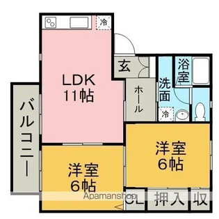 ラフォーン・ヴィラF棟【1階】の間取り