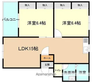 グランデージ鹿島台【304号室】の間取り