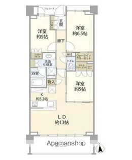 パークナード横濱上大岡【3階部分号室】の間取り