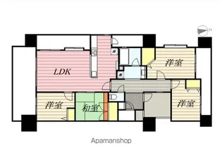 エイリックタウン箱崎公園ファミリアWEST棟【1301号室】の間取り