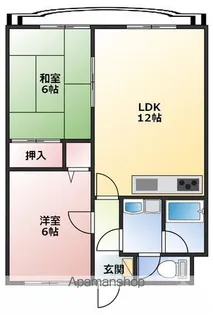 ベルハウス布施屋【202号室】の間取り