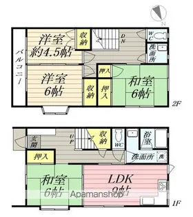 神奈川県横浜市鶴見区上の宮1丁目【テラスハウス】の間取り