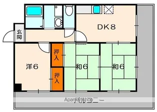グレースコート男山【1階】の間取り