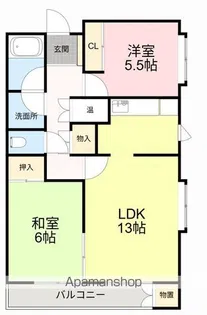 リッツコート北仙台【1階】の間取り