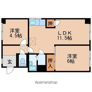 マンション若草【4階】の間取り