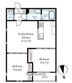 GRADUS中河原【203号室】の間取り