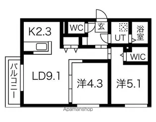ハルトラーテ東札幌【4階】の間取り
