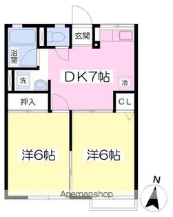 シティハイム南仙北B【2階】の間取り