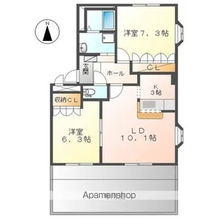 ルトゥール【1階】の間取り