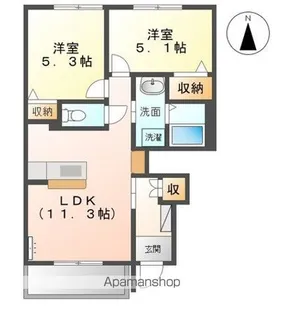 カネイコート日開野【1階】の間取り