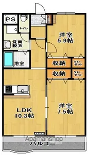 福島県郡山市日和田町字千峯坦【マンション】の間取り