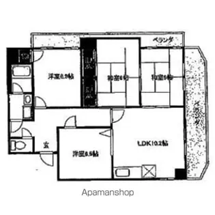 シャトル山手Ⅱ【7階】の間取り