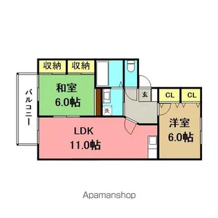 クレール津福Ⅰ【202号室】の間取り