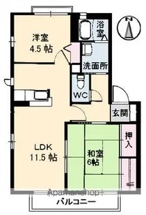 クレール梅林 B棟【2階】の間取り