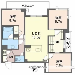 アルテーヌ浜寺元町【3階】の間取り