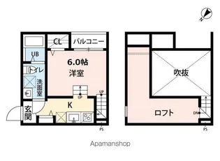 COCOCALM(ココカルム)半道橋【1階】の間取り