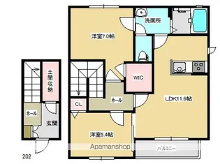 シャーメゾン作田【2階】の間取り