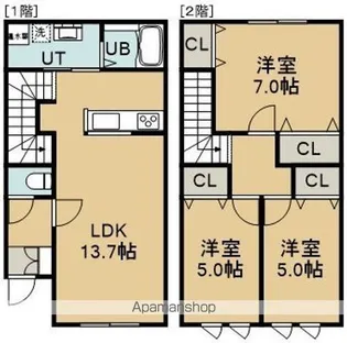 グランツ富岡【C号室】の間取り