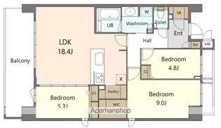 S-RESIDENCE百道aureate【5階】の間取り