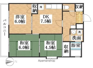 サンヴィラ花咲【202号室】の間取り