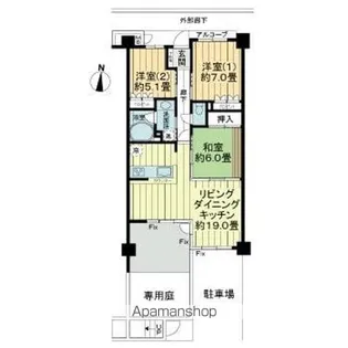 サーパス道後公園南【1階】の間取り