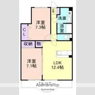 グランピークス津秦【102号室】の間取り