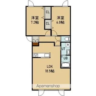 PLESANT NANAEⅡ(プレザントナナエツー)【201号室】の間取り
