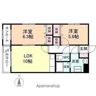 やかたマンション壹番館【2階】の間取り