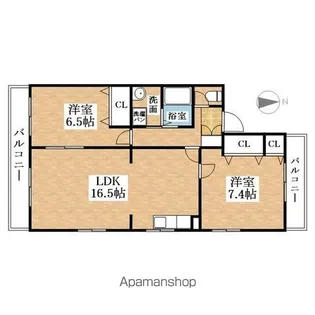 パセオ新町 B棟【2号室】の間取り