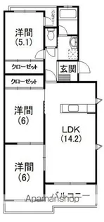 コンフォード杉本【A2号室】の間取り