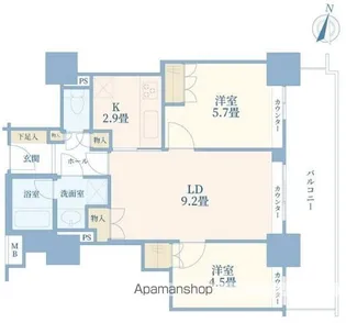 エリム春日町パークタワー【19階】の間取り