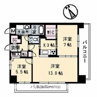 スカイアヴェニュー【10階】の間取り