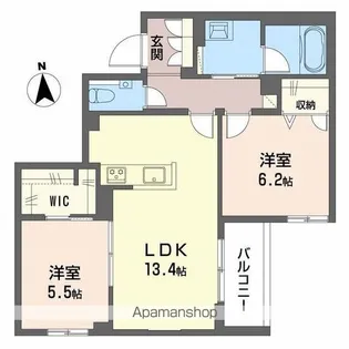 メゾン ボヌール【202号室】の間取り