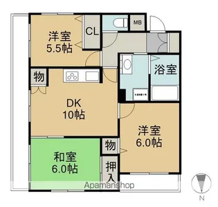 サンライズエモト【3階】の間取り