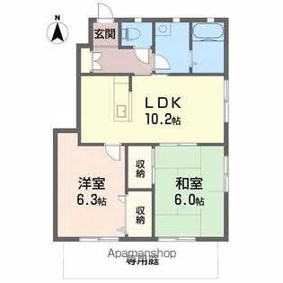 グランコート久万ノ台 K棟【1F号室】の間取り