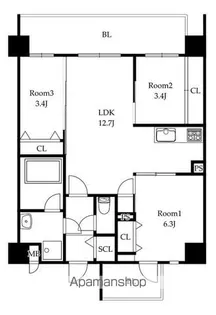 MODERN ASPIRATION 大濠公園【602号室】の間取り