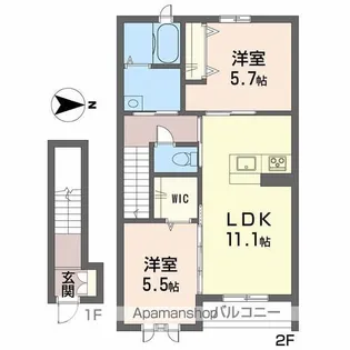 フェリシードひめばら A棟【2階】の間取り