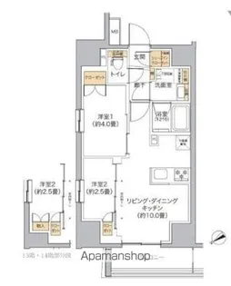 リビオメゾン新宿WEST【13階】の間取り