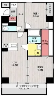 PASSERELLE MATSUBASHI【6階】の間取り