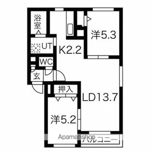 メトロ南郷13【102号室】の間取り