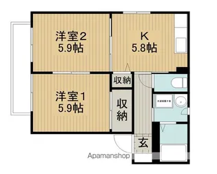 エスポワールミゾグチ【A201号室】の間取り