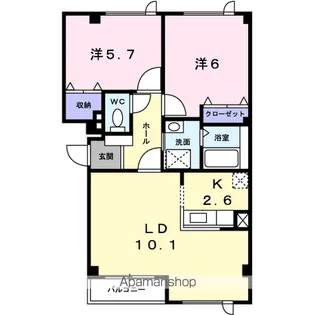 グリーンフィールドⅠ【102号室】の間取り