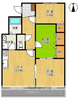 ムーンリットパレス【2D号室】の間取り