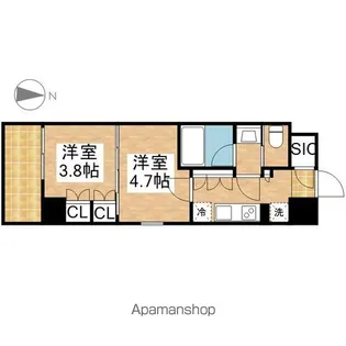 ザ・パークハビオ名古屋松原【9階】の間取り