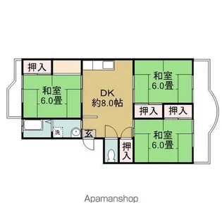 玉井ハイツ【4階】の間取り
