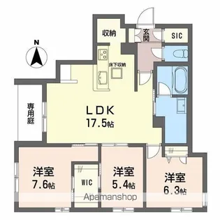 メゾンエディアン新金岡【1階】の間取り