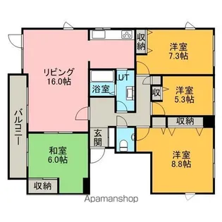旭山公園マンション【4階】の間取り