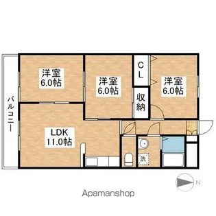 クレスト21 S棟【2階】の間取り
